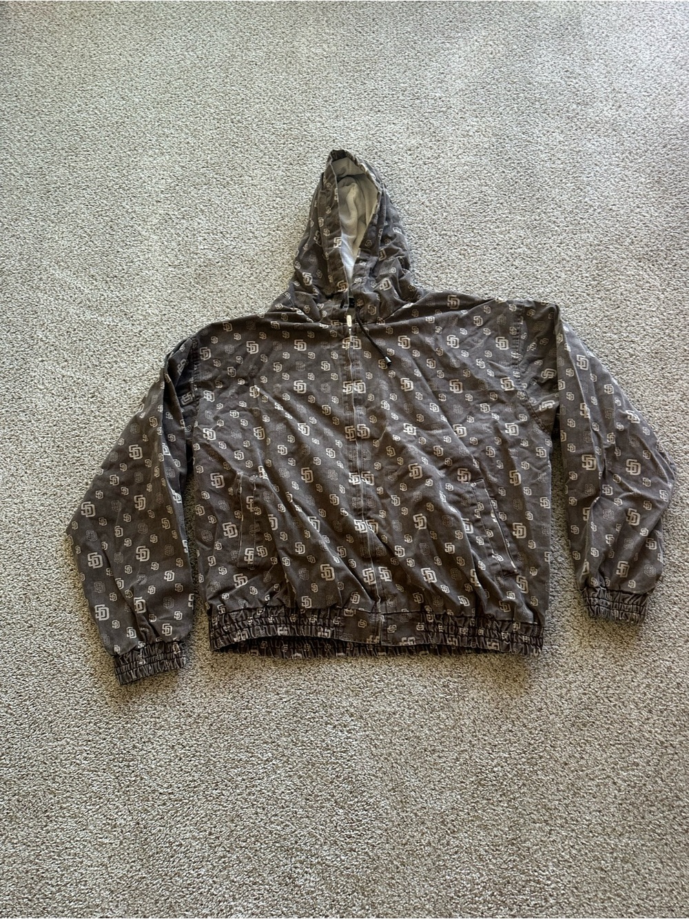 Rare Strap Clothing Co. San Diego Padres Full Zip Hooded Hoodie Brown/White 4XL